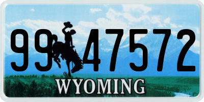 WY license plate 9947572