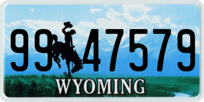 WY license plate 9947579