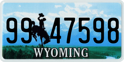 WY license plate 9947598