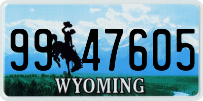 WY license plate 9947605