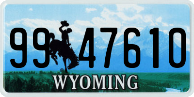 WY license plate 9947610
