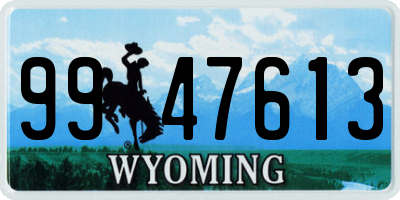 WY license plate 9947613
