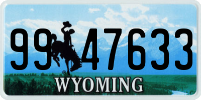 WY license plate 9947633