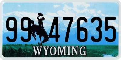 WY license plate 9947635