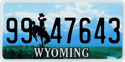 WY license plate 9947643