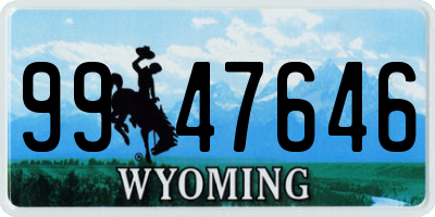 WY license plate 9947646