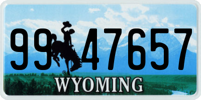 WY license plate 9947657