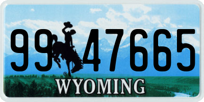 WY license plate 9947665