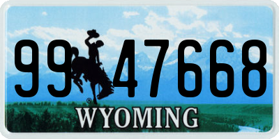 WY license plate 9947668