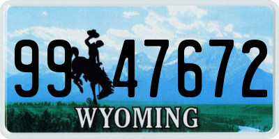 WY license plate 9947672