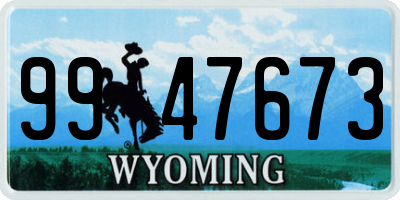 WY license plate 9947673