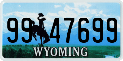 WY license plate 9947699