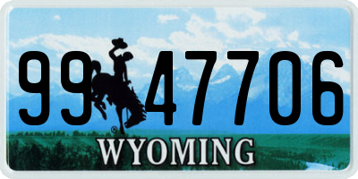 WY license plate 9947706