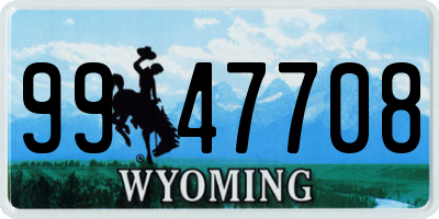 WY license plate 9947708