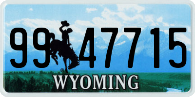 WY license plate 9947715