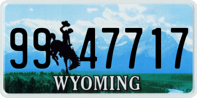WY license plate 9947717