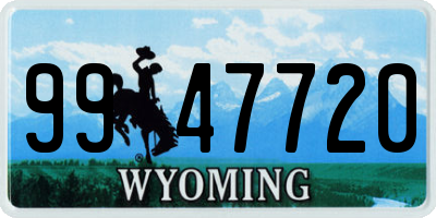 WY license plate 9947720