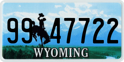 WY license plate 9947722
