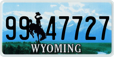 WY license plate 9947727