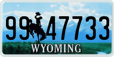 WY license plate 9947733