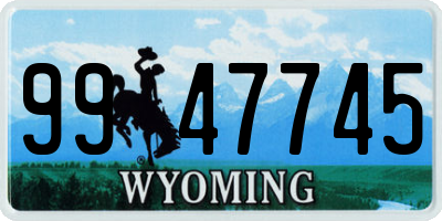 WY license plate 9947745