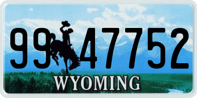 WY license plate 9947752