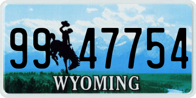 WY license plate 9947754