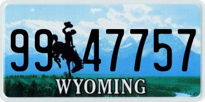 WY license plate 9947757