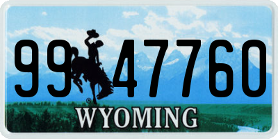 WY license plate 9947760