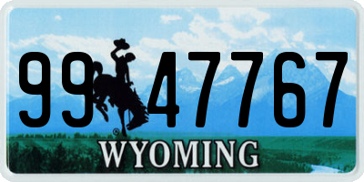 WY license plate 9947767