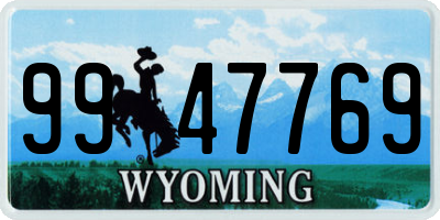 WY license plate 9947769