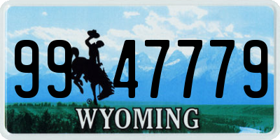 WY license plate 9947779