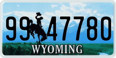 WY license plate 9947780