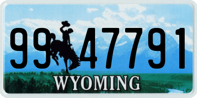WY license plate 9947791