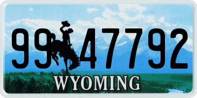 WY license plate 9947792