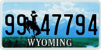 WY license plate 9947794