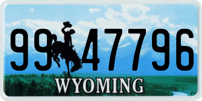 WY license plate 9947796