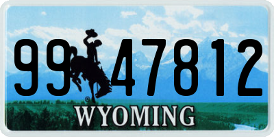 WY license plate 9947812
