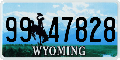 WY license plate 9947828