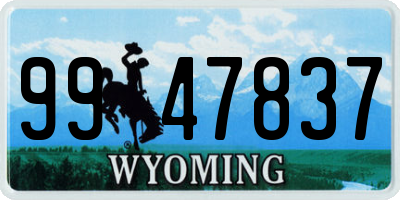 WY license plate 9947837