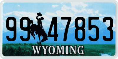 WY license plate 9947853
