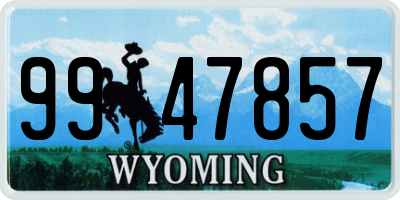 WY license plate 9947857