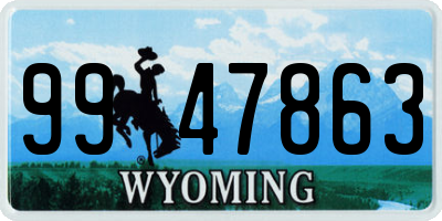 WY license plate 9947863