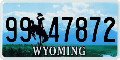 WY license plate 9947872