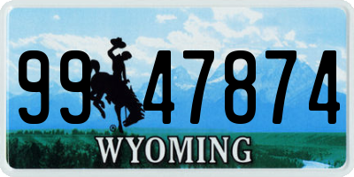WY license plate 9947874