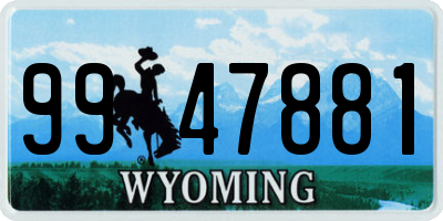 WY license plate 9947881