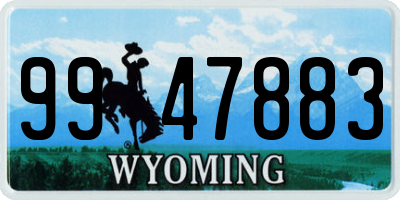 WY license plate 9947883