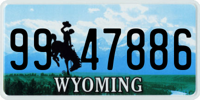 WY license plate 9947886