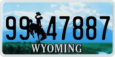 WY license plate 9947887