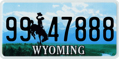 WY license plate 9947888